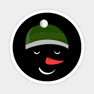 Fun Winter Snowman Face with Hat Design Magnet